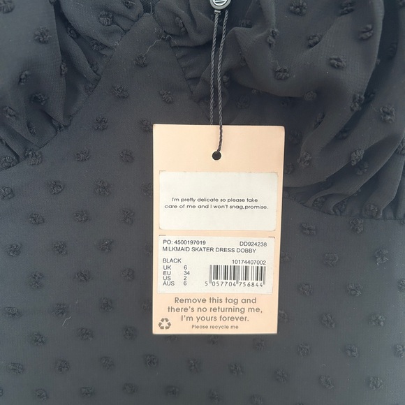 Missguided Black Dobby Milkmaid Skater Dress Size 2 - Picture 3 of 5